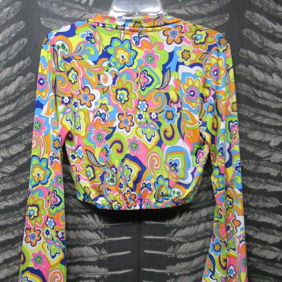 Mad Rag Psychedelic Flower Power Cropped Long Sleeve Shirt - Picture 4 of 5